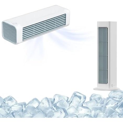 Refroidisseur d'air Qinux Breezamax 2025, ventilateur de bureau sans pales ultra-silencieux, unité de refroidissement personnelle portable et écoénergétique avec batterie rechargeable pour la maison (1/5)