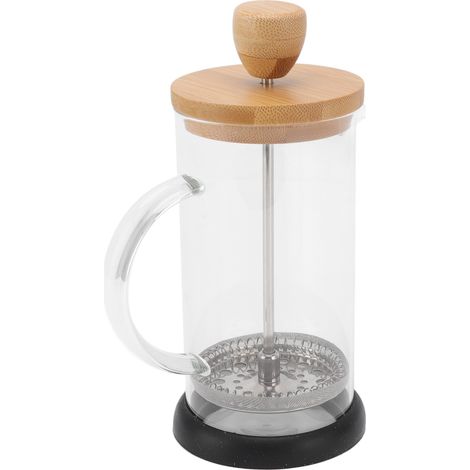Hitzebeständige manuelle Filterkaffeemaschine aus hochwertigem Borosilikatglas, 350 ml, mit Bambusdeckel. (1/5)