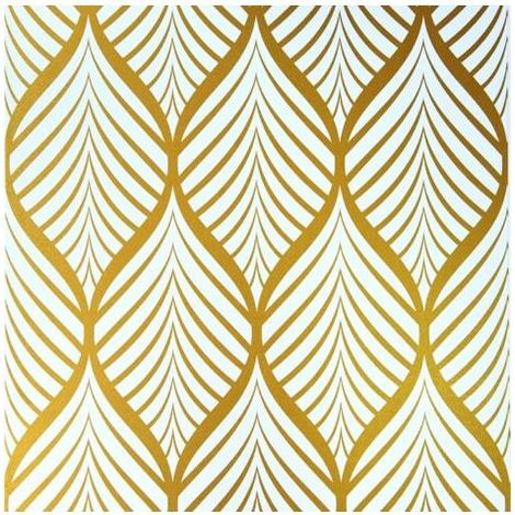FOGCITY - dyk Papier peint géométrique jaune et blanc – Minimaliste moderne – Film vinyle autocollant imperméable – Dimensions 44,5x600cm pour salle de bain et salondengyank (1/5)