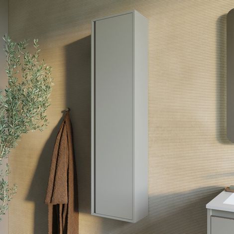 Mobile Colonna Per Bagno Sospesa H140cm Sabbia Opaco Monaco