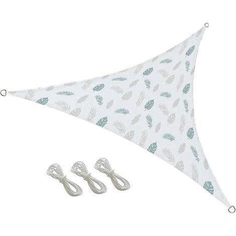 Voile d'ombrage triangulaire de 6,6 x 6,6 x 6,6 pieds avec 3 cordes, adaptée aux jardins extérieurs, patios, fêtes, cours, campings et autres lieux. (1/5)