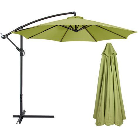 BUNTHAUS Parasol extérieur imperméable 270 cmRésistant aux UVCompatible 8 osesHousse de parasol gris-vert pour terrasse (1/5)