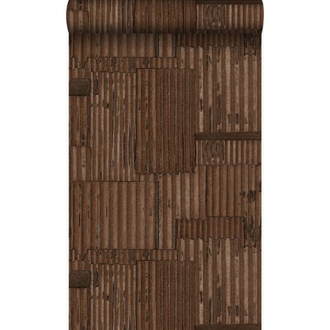 papier peint tôles ondulées en métal industrielles 3D brun rouille - Origin Wallcoverings (1/5)