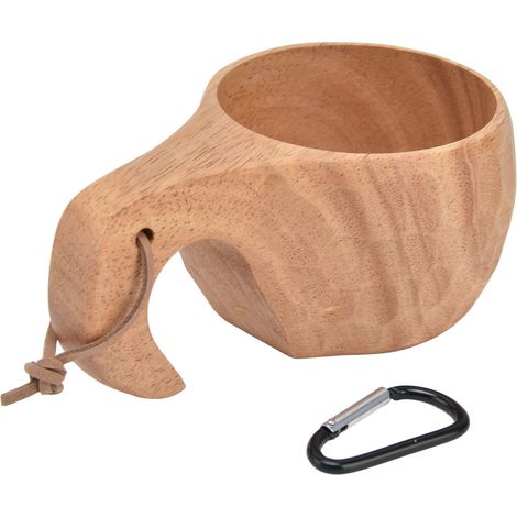 Tasse à café en bois avec anse et crochet, tasse à lait portable en bois pour la maison (1/5)