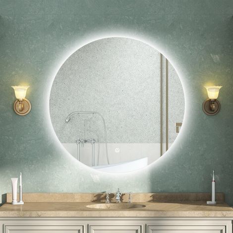 AVER-GROWTH 900mm Backlit Round LED Bathroom Mirror Illuminated Wall Mirror with Demister, Dimmable White Colour, Touch Switch Wall Switch (1/5)