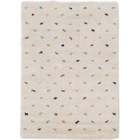 Tapis shaggy 120x170 rose et crème tissé rectangle motif simple CALYPSO 4
