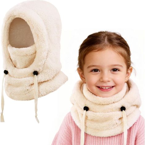 Kinder Thermo Sturmhaube Fleece 3-10 Jahre, Winddicht Warm, Verstellbar, Beige (1/5)