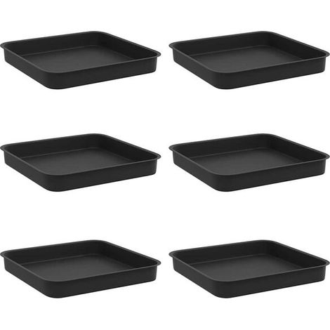 Pots de fleurs carrés, lot de 6, noirs, 15 x 15 x 2 cm, en plastique (1/5)