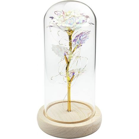 Ewigkeitsrose mit Leuchtstreifen – Holografisch Multicolor