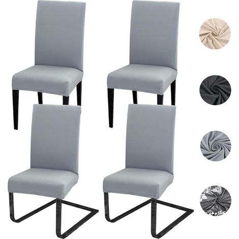 Stuhlhussen 4er Set, Stretch, abnehmbar, waschbar, Spandex, hellgrau (1/5)