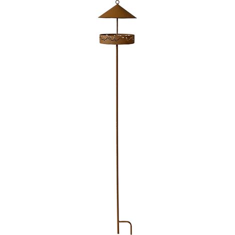 Mangeoire à oiseaux à planter 20x20x135cm – Piquet en fourche pour installation facile – Coupelle en métal pour graines et eau – Résistante aux intempéries – La Grande Prairie