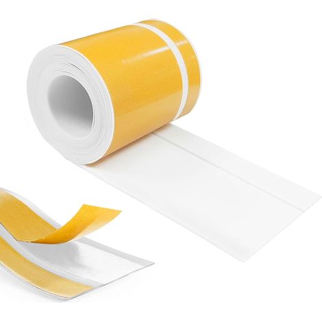Plinthe Souple PVC Autoadhésive 70 mm x 20 mm x 12 m, Imperméable Anti-Moisissures Résistante à l'Huile, pour Cuisine Salle de Bain Chambre Garage (Blanc) (1/5)