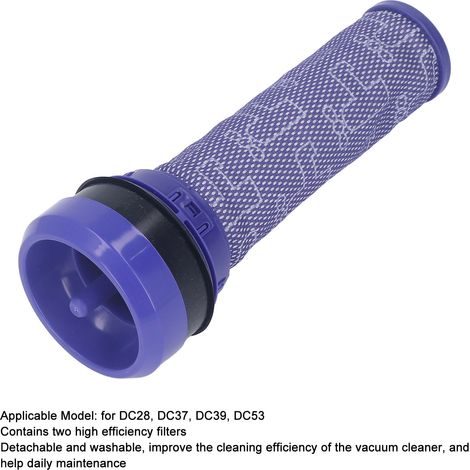 Ortviai Filtre pré-moteur pour aspirateur Dyson DC28/DC37/DC39/DC53 – 2 pièces lavables et réutilisables en ABS (1/4)