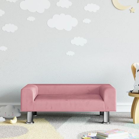 Canapé pour enfants Canapé Sofa scandinave rose 70x45x26,5 cm velours 92140 (1/5)