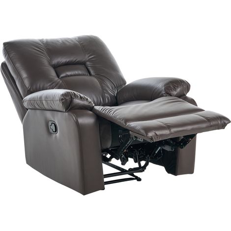Sillón reclinable de piel sintética marrón reposapiés respaldo Bergen (1/5)