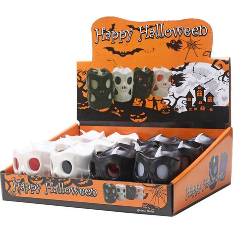 12 pièces Halloween bar décoration accessoires créatif double face fantôme tête lampe horreur crâne bougie lampe led lumineux citrouille lampe