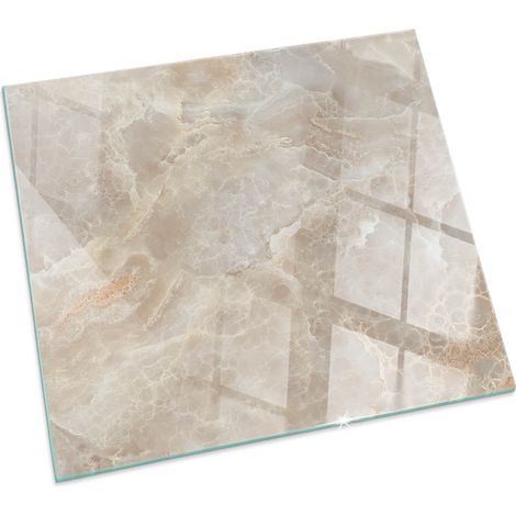 Plaque de protection de sol en verre pour cheminée ou poêle moderne anti-chaleur et étincelles Motif pierre naturelle Carrée 60x60 cm (1/5)
