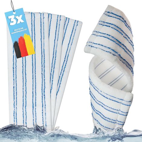 Lot de 3 serpillères en microfibre avec bandes abrasives – Housses de rechange professionnelles pour porte-balai de 40 cm – Housse de rechange idéale pour parquet, stratifié, carrelage, etc (1/5)