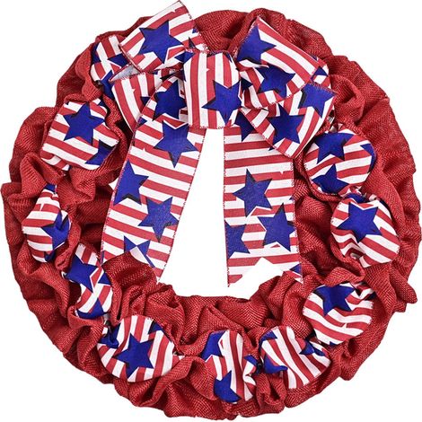 Guirlande En Forme De Drapeau Américain - Pour Porte Extérieure Ou Intérieure - Décoration Fête Nationale - 35 cm - 1 Pièce (1/5)