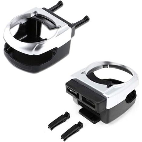 QORVA-Lot de 2 porte-gobelets de voiture, porte-gobelets universels et réglables, porte-gobelets multifonctionnels, compatibles avec la plupart des grilles d'aération de voiture.