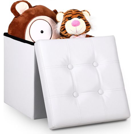 Pouf Avec Rangement Blanc pour salon ou chambres. Simili (1/5)