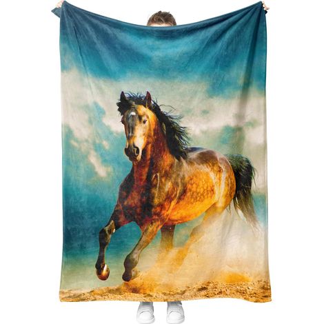 Couverture Douillette pour Cheval,Couverture de Cheval 3D,couvertur de canapé pour Adolescents, Adultes, Style campagnard Rustique pour lit. (Style 3, 150x200 cm) (1/5)