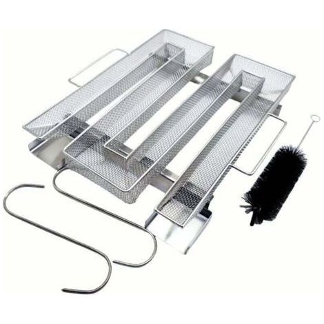 Stainless Steel Cold Smoke Generator with 2 Meat Hooks + 1 Cleaning Brushes - Smoker for Barbecues, XU, Barbecues, Reusable Smoking Smokers (22.5 x 21.5 x 4 cm) - (1/4)