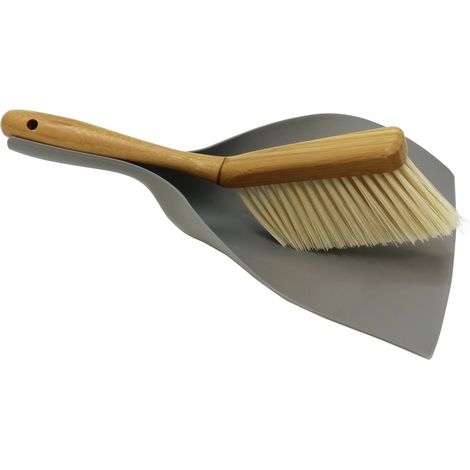 Bamboo Dustpan and Bristle Brush Set, Natural