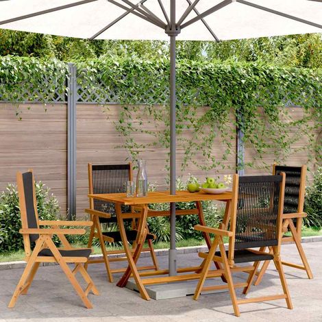 vidaXL Fauteuils pliants inclinables, lot de 4, en bois d'acacia massif noir (1/5)
