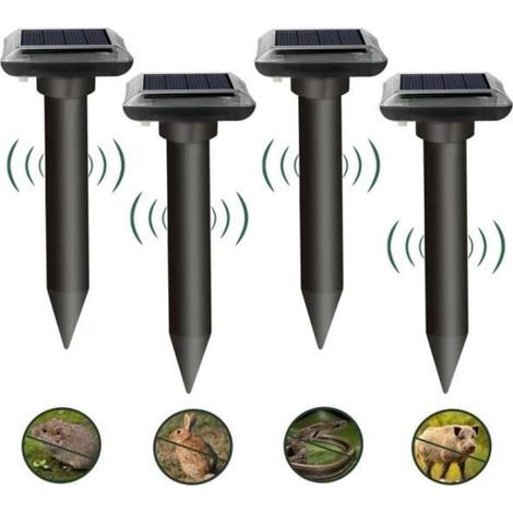 Solar Mole Repellent, Ultrasonic Mole Repellent, Anti-Mole Repellent, Solar Powered Mole Repellent for Moles, (4 pieces) (1/4)