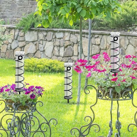 Pluviomètre extérieur en Verre, Pluviomètres en Verre avec Piquet en Métal Pluviomètre Exterieur Pluie Tube de Mesure Pluviomètre de Jardin en Verre avec échelle Claire（43cm） (1/4)