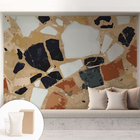 Papier peint intissé avec imprimé pour intérieur moderne application facile a motif - Colle incluse gratuite Pierres rustiques 208x146 cm (1/5)