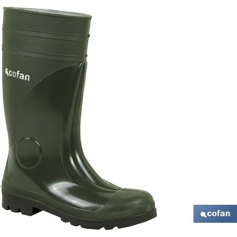 COFAN bota agua s5 verde t-43 , Botas de agua en color verde. Fabricadas en PVC. Estas botas de agua son de seguridad S5, cuentan con la puntera y la plantilla de acero. Son imperm