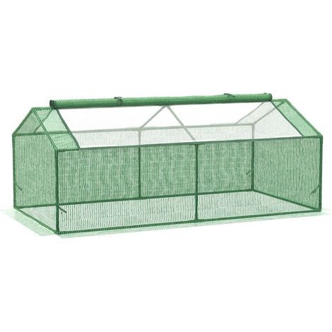 SERRA PICCOLA PER GIARDINO E BALCONE CON FINESTRE E COPERTURA IN PE, 180X90X70CM, VERDE (1/5)
