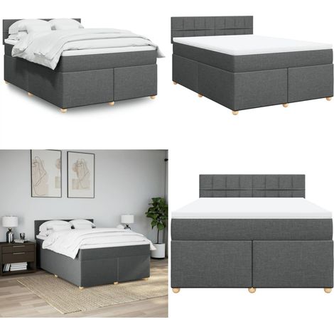 vidaXL Boxspringbett mit Matratze Dunkelgrau 160x200 cm Stoff (1/5)