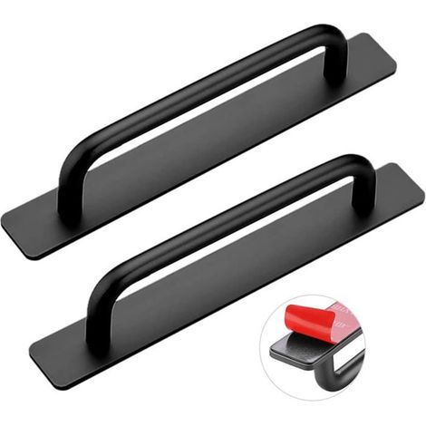 KLVGTIFS PU - Lot de 2 poignées de meubles autocollantes en aluminium de 148 cm pour meubles de cuisine (148 mm – Noir) (1/5)