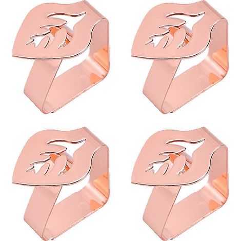 Lot de 4 pinces à linge en acier inoxydable, pinces pour table de pique-nique, pour restaurants, mariages, fêtes de remise de diplômes - Or rose (1/5)