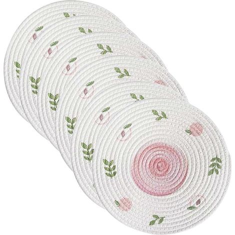 Dessous de plat tissé à motifs printaniers, rustique, antidérapant et chauffant (1/5)