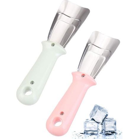 Grattoir à glace pour 2 compartiments réfrigérateur et congélateur. poignée ergonomique (vert/rose)