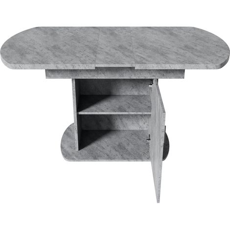 Mesa de comedor ovalada extensible gris 110/130 x 70 x 75 cm con almacenaje (1/5)