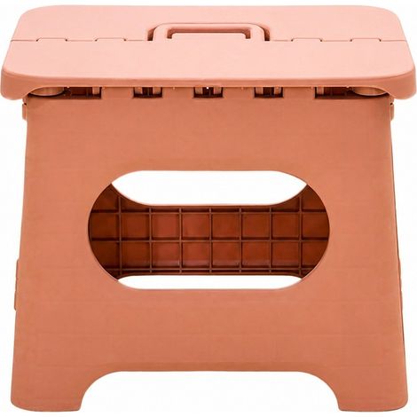 Tabouret pliant, rose nude, repose-pieds portable en plastique résistant pour adultes et enfants (1/3)
