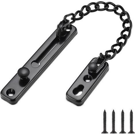 Serrure de Chaîne de Porte,Protège-porte de la Chaîne avec Serrure à Ressort anti-vol,Acier Inoxydable noir mat (1/5)