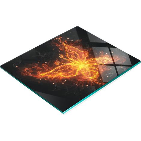 Tabla de servir de cristal para cocina con gr谩fico de mariposa ardiente, 60x52 cm.