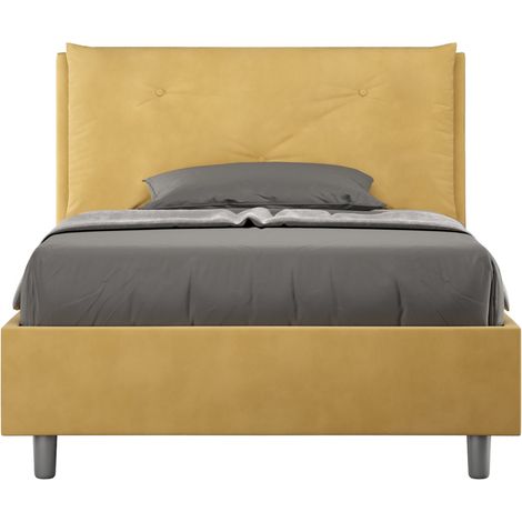 Letto una piazza e mezza senza rete imbottito 120x190 microfibra ocra Appia Large