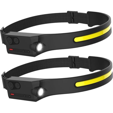 Lampe frontale puissante et étanche pour la course à pied, le camping, le vélo, les casques, la pêche, les réparations et le jogging (lot de 2) (1/4)