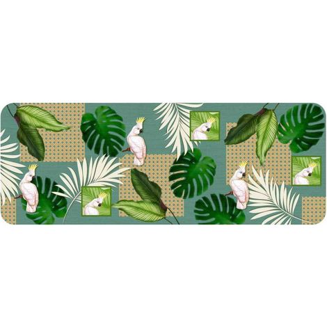 Tapis d'Entrée Imprimé "Cacatoes" 45x120cm Vert