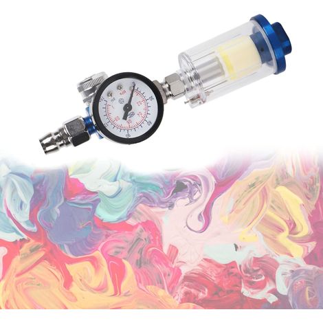 Régulateur de pression 1/4" avec manomètre et filtre à eau/huile pour compresseur et outils pneumatiques (1/4)