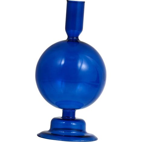 Bougeoir Résistant la Chaleur Délicat en Verre Bleu pour Décoration de Table Style Simple et Chic pour Fête ou Décoration de Bureau (1/5)