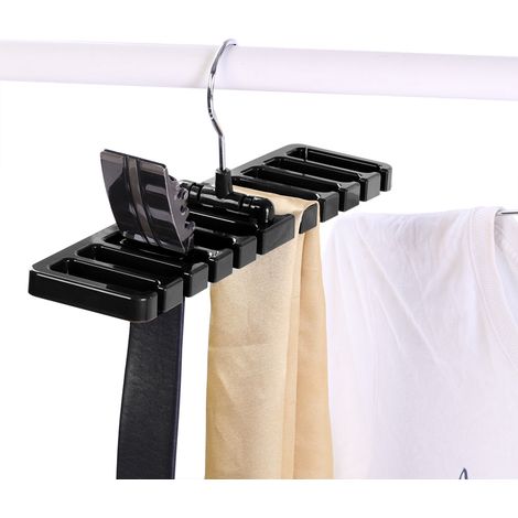 Rangement Cintres Porte-Écharpes 10 Places Gain de Place Plastique Robuste Noir pour Placard