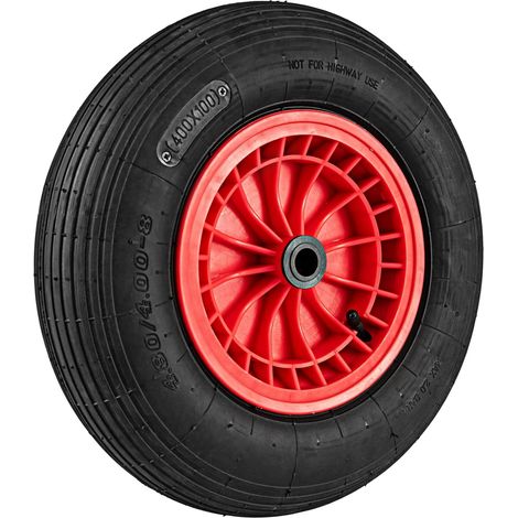 COSTWAY Roue de Brouette 4,80/4,00-8, Pneu en Caoutchouc de 40 CM avec Roulement de 2 CM et Moyeu Centré de 8,8 CM, Roue Increvable pour Remorques de Jardin, Diables, Chariots Utilitaires (1) (1/4)